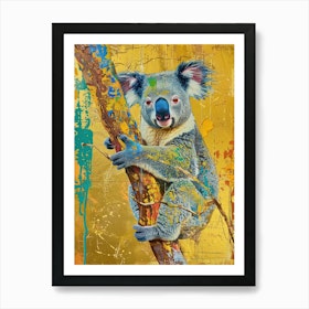 aviator koala illustration in neon colors, t-shirt print, generative AI  Stock Illustration