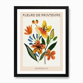 Spring Floral French Poster  Gloriosa Lily 4 Art Print