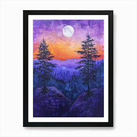 Full Moon Over The Mountains Art Print