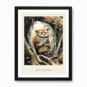 Beatrix Potter Inspired  Animal Watercolour Red Panda 1 Art Print