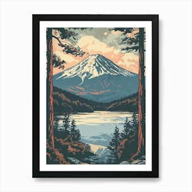 Mount Fuji Japan 9 Retro Illustration Art Print