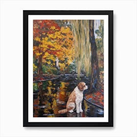 Painting Of A Dog In Royal Botanic Garden, Melbourne In The Style Of Gustav Klimt 03 Art Print