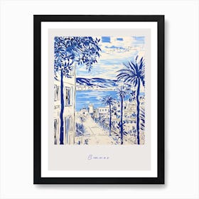 Cannes France Mediterranean Blue Drawing Poster Art Print