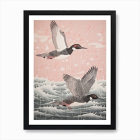 Vintage Japanese Inspired Bird Print Common Loon 2 Art Print