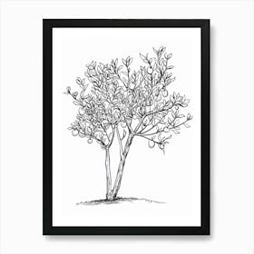 Plum Tree Minimalistic Drawing 1 Art Print