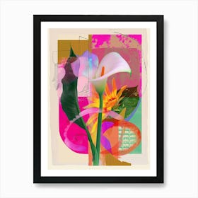 Calla Lily 2 Neon Flower Collage Art Print