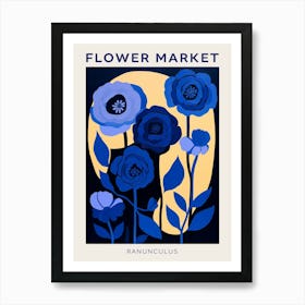 Blue Flower Market Poster Ranunculus 4 Art Print