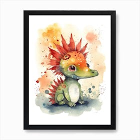 Spinosaurus Cute Dinosaur Watercolour 2 Art Print