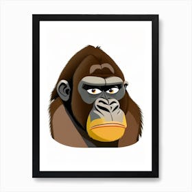 Gorilla With Wondering Face, Gorillas Scandi Cartoon Art Print