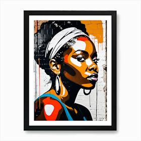 Vintage Graffiti Mural Of Beautiful Black Woman 13 Art Print