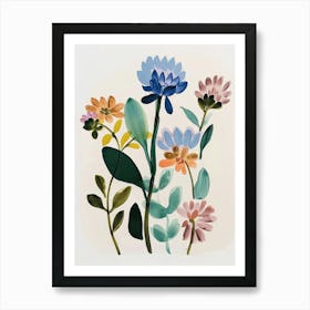 Painted Florals Globe Amaranth 3 Art Print