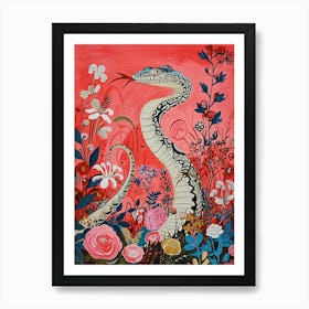 Floral Animal Painting Cobra 7 Art Print