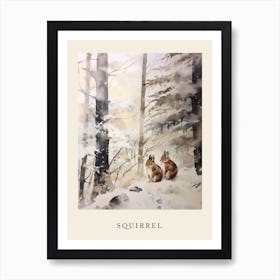 Winter Watercolour Squirrel 1 Poster Art Print