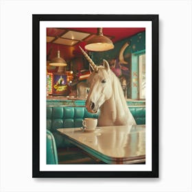 Unicorn In A Diner Retro Photo Inspired Art Print