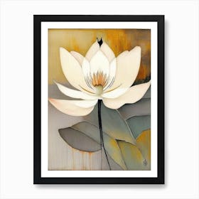 Lotus And Butterfly 2, Symbol Abstract Painting Art Print