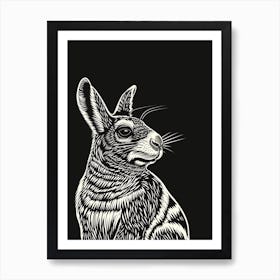 Chinchilla Blockprint Rabbit Illustration 5 Art Print