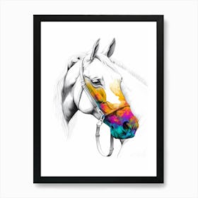 Horse Wild Tribal Illustration Art 05 Art Print