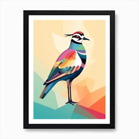 Colourful Geometric Bird Lapwing 1 Art Print