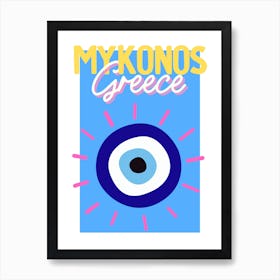 Travel Poster Mykonos (Blue) 1 Art Print