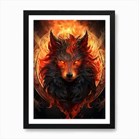 Wolf In Flames 9 Art Print