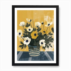 Anemone Flowers On A Table   Contemporary Illustration 4 Art Print