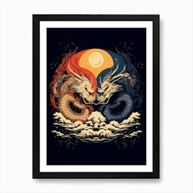Yin And Yang Chinese Dragon Illustration 7 Art Print