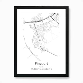 Pincourt,Canada Minimalist Map Art Print