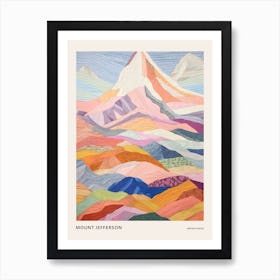 Mount Jefferson United States 1 Colourful Mountain Illustration Poster Art Print