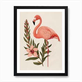 Chilean Flamingo Oleander Minimalist Illustration 3 Art Print