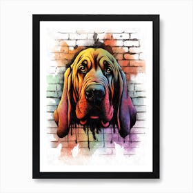 Aesthetic Bloodhound Dog Puppy Brick Wall Graffiti Artwork Art Print