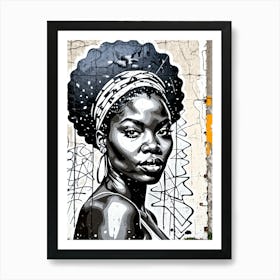 Vintage Graffiti Mural Of Beautiful Black Woman 127 Art Print