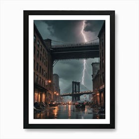 Lightning Strike In New York City Art Print