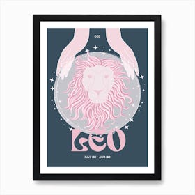 Navy Zodiac Leo Art Print