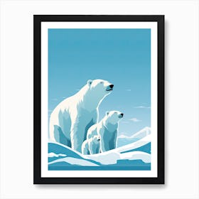 Chilled Love; Oil Painting Of A Polar Bear Family Art Print