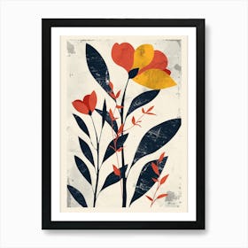 Botanical Tropical Leaves Groovy 9 Art Print