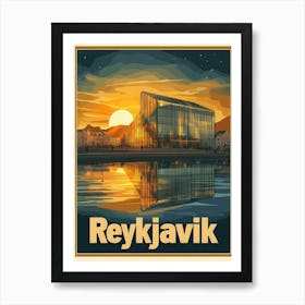 Aihrgdesign A Mid Century Modern Travel Poster For Reykjavik 1 Art Print