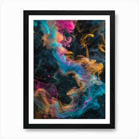 Abstract Colorful Smoke On Black Background Art Print