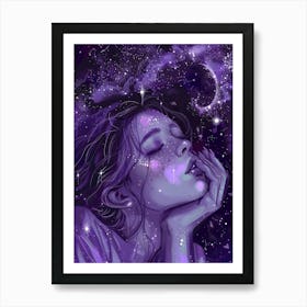 Girl With Stars In The Sky Art Print