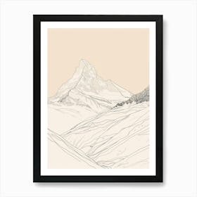 Grossglockner Austria Color Line Drawing (7) Art Print