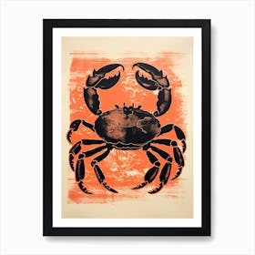 Crab, Woodblock Animal  Drawing 3 Art Print