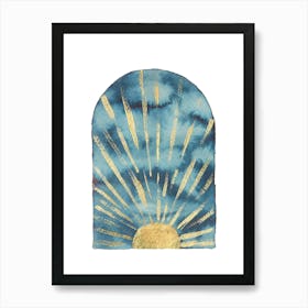 Navy blue and gold Sunrise Art Print