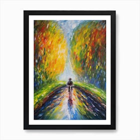 Cycling In The Style Of Monet 1 Art Print