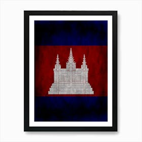 Cambodia Flag Texture Art Print