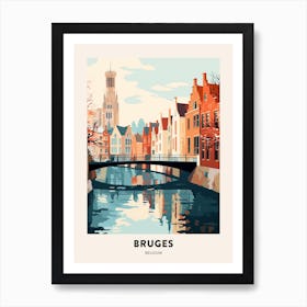 Vintage Winter Travel Poster Bruges Belgium 5 Art Print