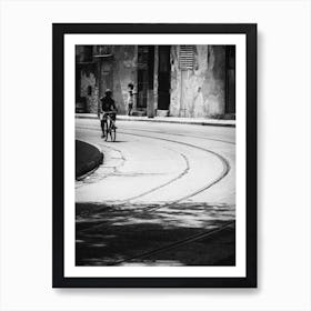 Urban Cyclist Of Havana Art Print