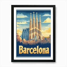 Aihrgdesign A Vintage Travel Poster Of Barcelona 1 Art Print