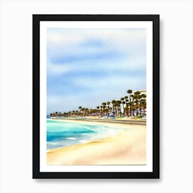 Coronado Beach 3, San Diego, California Watercolour Art Print