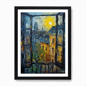 Window View Of Paris In The Style Of Expressionism 1 Art Print