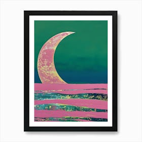 Moon And Waves 1 Art Print