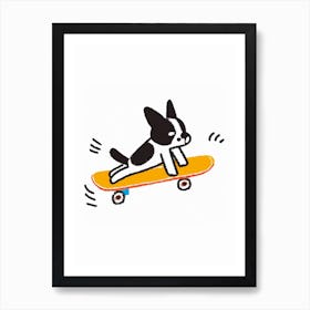 Pug Dog On A Skateboard Art Print